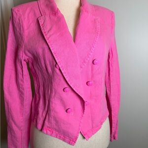 NWT Size L - L’Agence Women's Linen Hot Pink Cropped Blazer